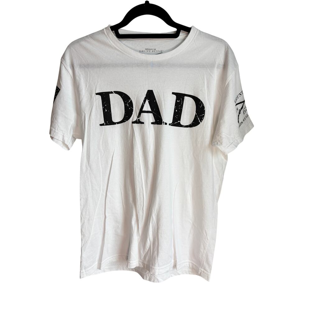 Grunt Style Dad T Shirt Medium White Patriotic USA Flag Graphic Tee Mens